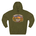 Army green Kansas AF hoodie laid flat with the vintage prairie farm artwork