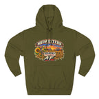 Army green Kansas AF hoodie laid flat with the vintage prairie farm artwork