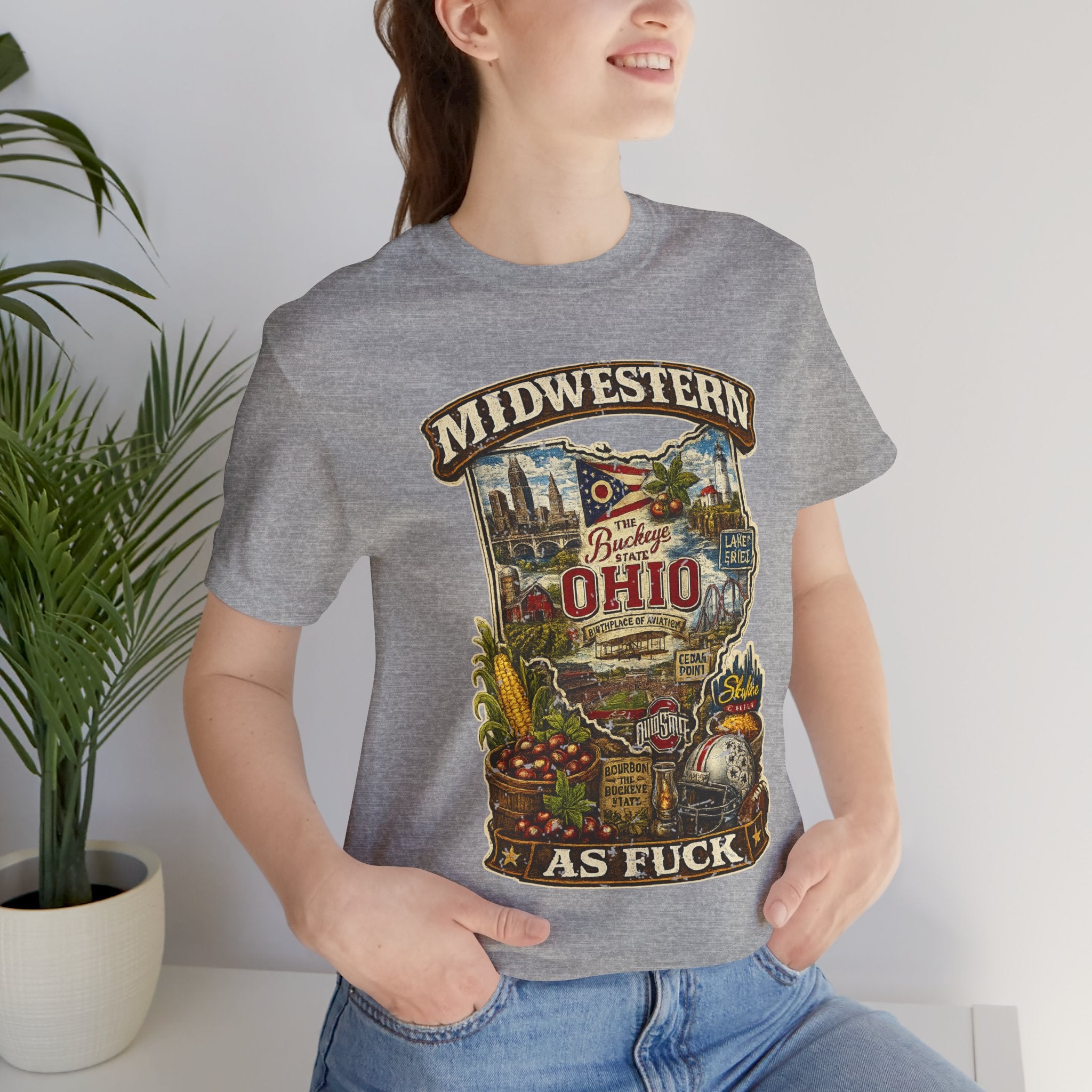Ohio Midwestern As Fuck T-Shirt | Buckeye State Graphic Tee | Bella + Canvas 3001 | No Filter Collection