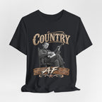 Vintage Black Country AF tee draped flat, cream COUNTRY AF lettering
