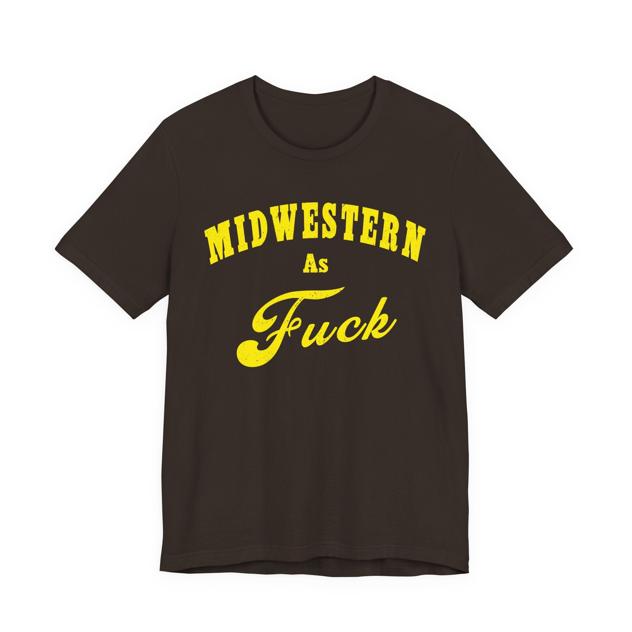 Midwestern AF Yellow 18+ Shirt front view – NSFW Midwest pride graphic tee