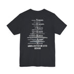 Navy veteran tee in Vintage Black, VETERAN back print over a faded aircraft carrier