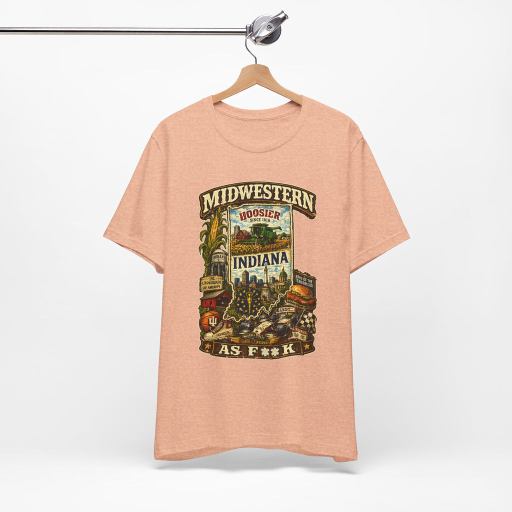 Indiana Midwestern As F**K T-Shirt | Hoosier Pride Graphic Tee | Indiana State Shirt | Bella + Canvas 3001 | Slightly Salty Collection