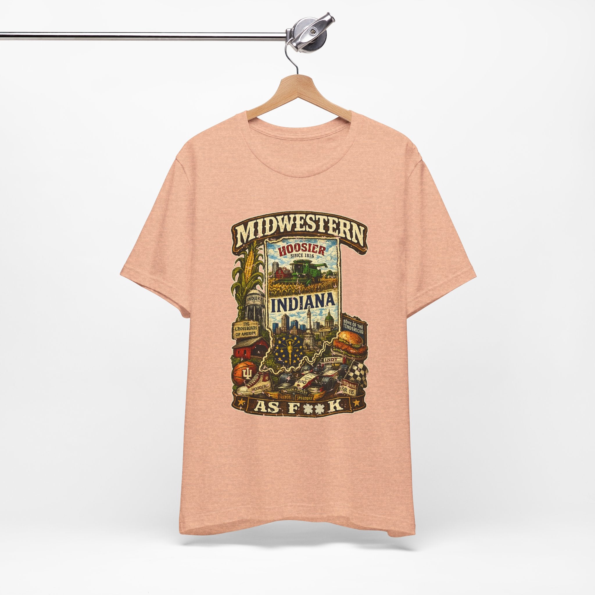 Indiana Midwestern As F**K T-Shirt | Hoosier Pride Graphic Tee | Indiana State Shirt | Bella + Canvas 3001 | Slightly Salty Collection
