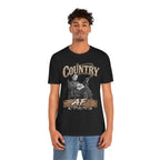 Man in the Black Country AF tee, banjo-player front print showing