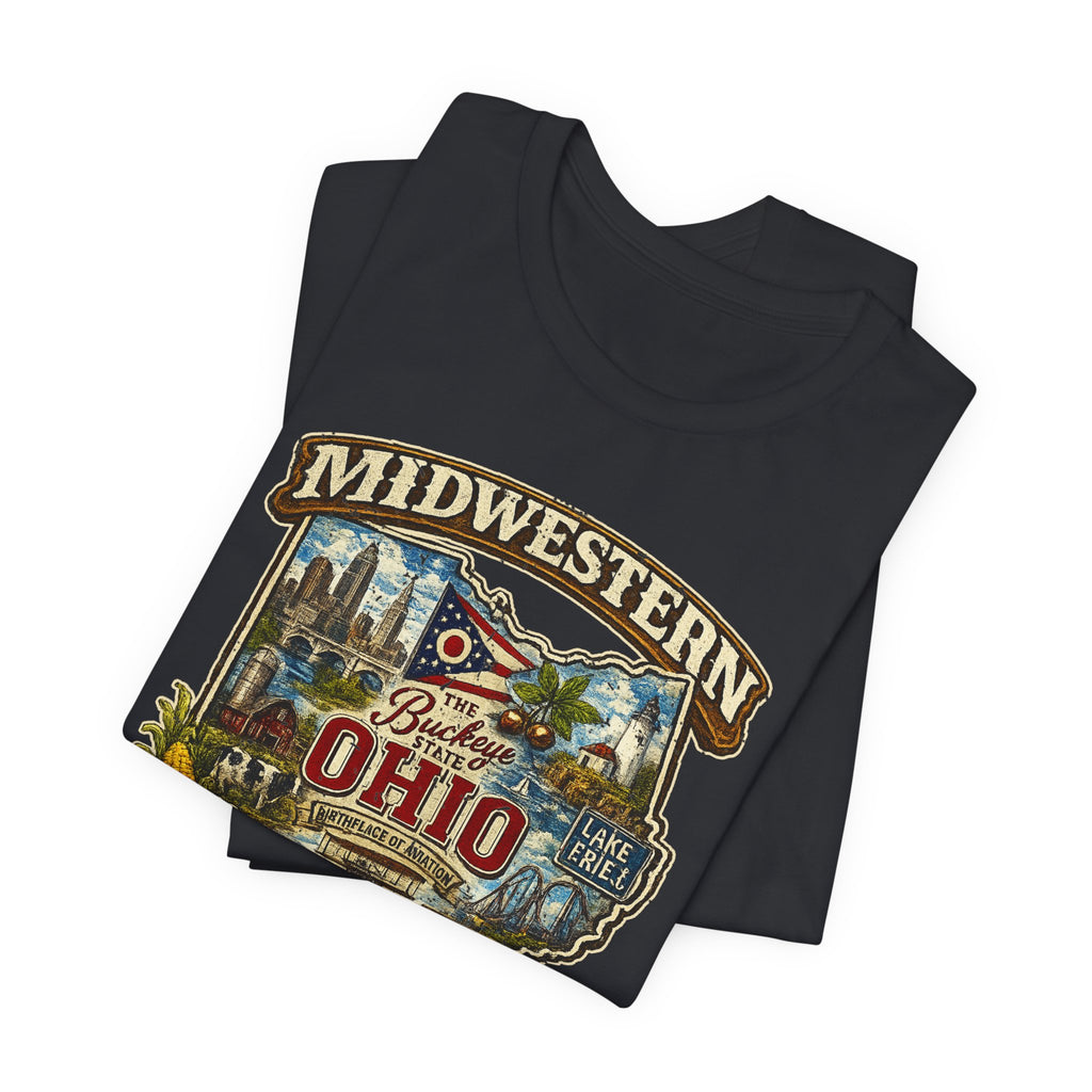 Ohio Midwestern AF T-Shirt | Buckeye State Graphic Tee | Bella + Canvas 3001 | Family Friendly Collection