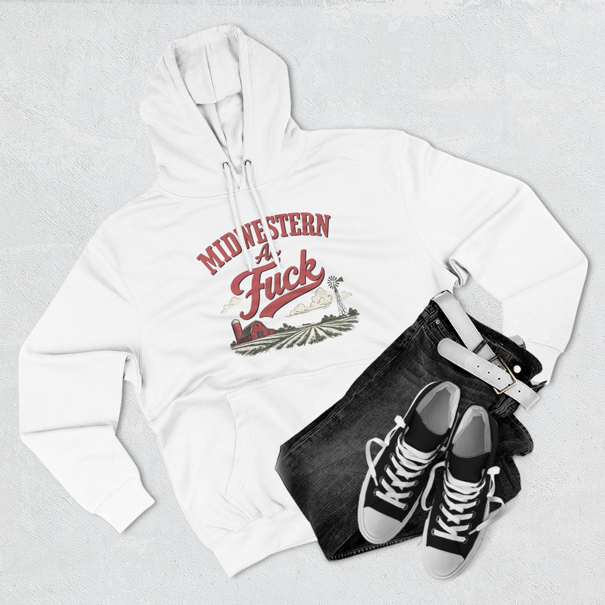 Midwestern As Fuck Vintage Farm Hoodie, design detail 2