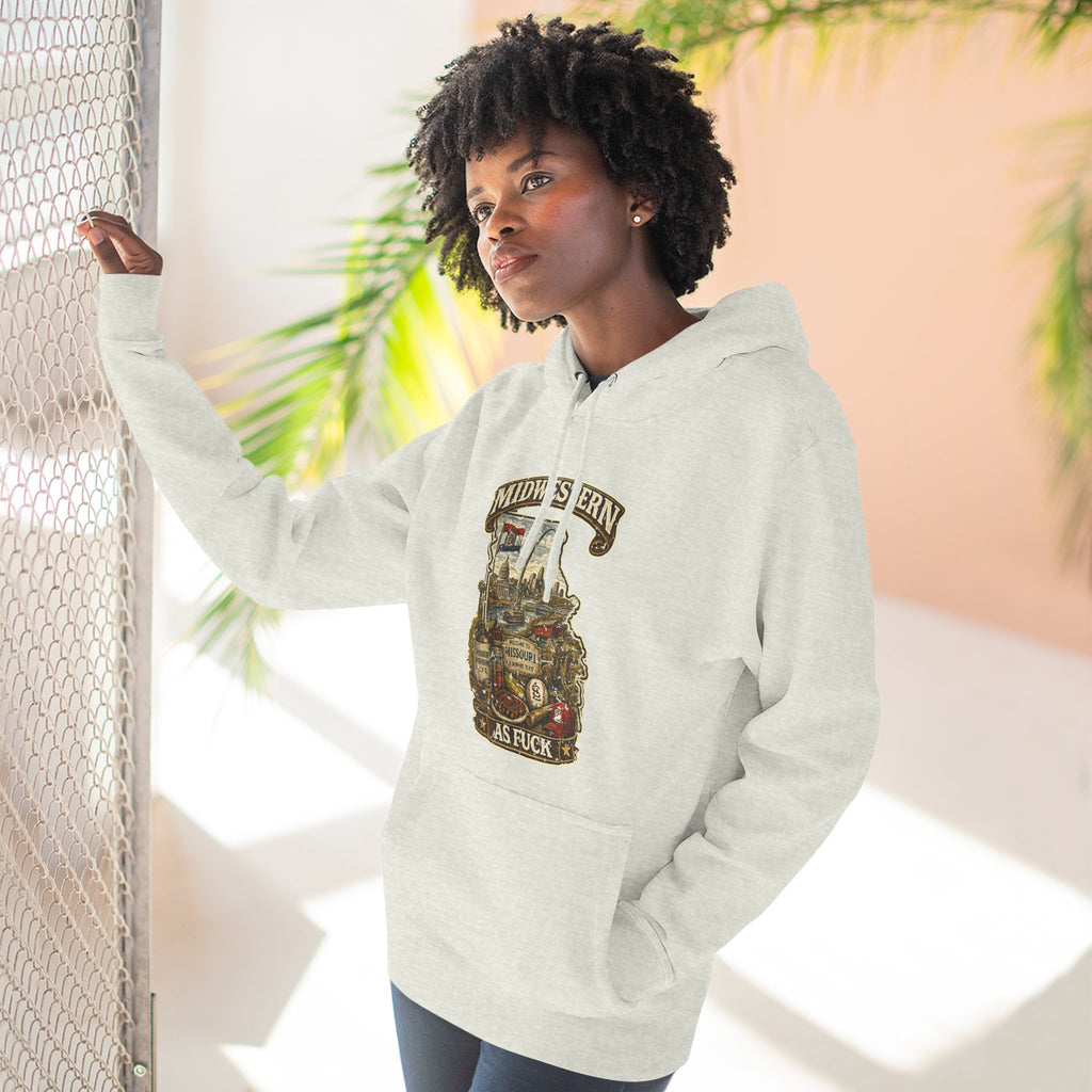 Missouri Midwestern As Fuck Hoodie | No Filter Show-Me State Graphic Pullover | Lane Seven LS14001 Fleece Hoodie | No Filter Collection