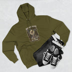 Slightly Salty Midwestern As F**K Minnesota Hoodie – product photo 4 featuring the distressed state flag, pine trees, loon and walleye design