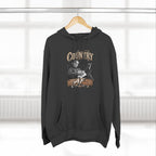 Charcoal Heather Country AF hoodie on a wooden hanger, front print showing
