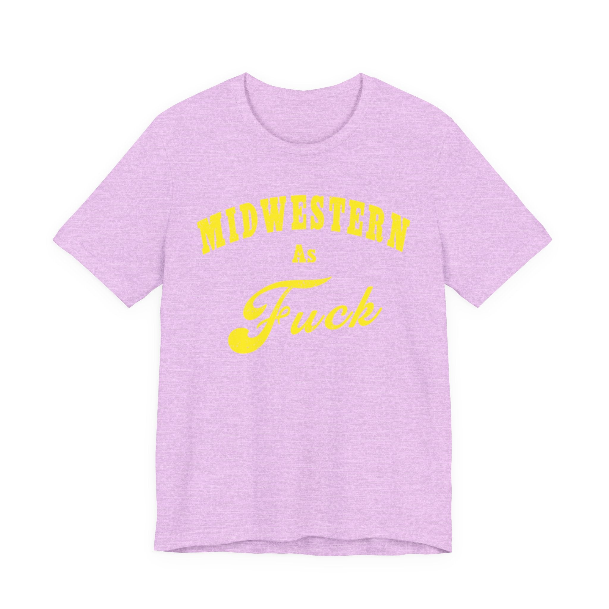 Midwestern AF 18+ yellow flat lay – adult Midwest pride shirt explicit version