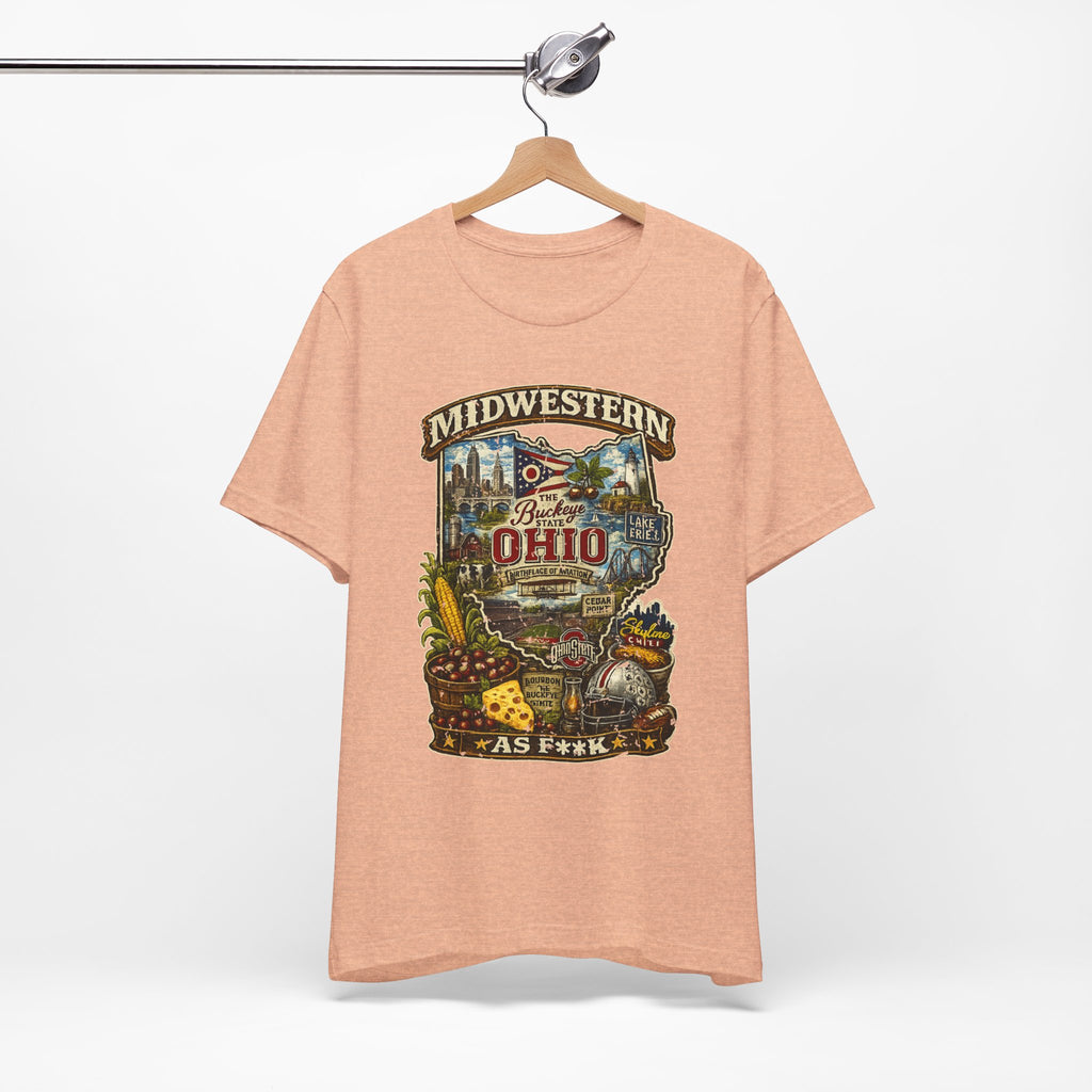 Ohio Midwestern As F**K T-Shirt | Buckeye State Graphic Tee | Bella + Canvas 3001 | Slightly Salty Collection