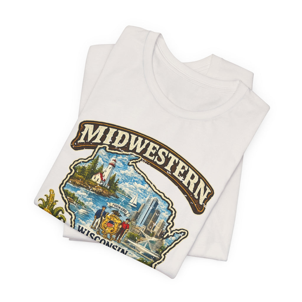 Midwestern AF Wisconsin T-Shirt | Funny Wisconsin Pride Tee | Bella + Canvas 3001 | Family Friendly Cheesehead State Shirt