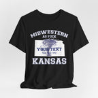 Personalized Kansas Midwestern As Fuck T-Shirt | Custom Kansas State Shirt with Your Text | No Limits Edition | Bella + Canvas Tee