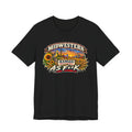Black Kansas As F**K T-shirt laid flat with the full-colour Sunflower State graphic