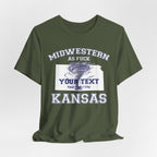Personalized Kansas Midwestern As Fuck T-Shirt | Custom Kansas State Shirt with Your Text | No Limits Edition | Bella + Canvas Tee