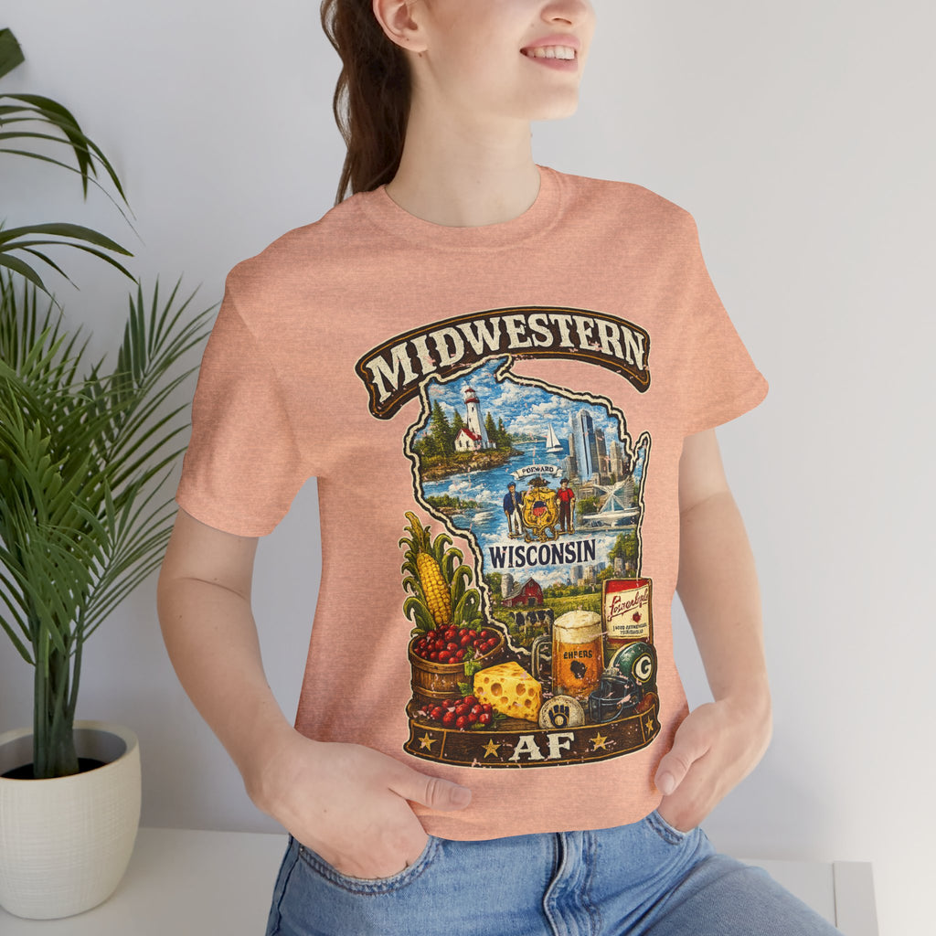 Wisconsin Midwestern AF T-Shirt fish fry and supper club graphic, family friendly Dairyland souvenir tee