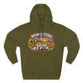 Army green Kansas As F**K hoodie laid flat with the vintage prairie farm artwork