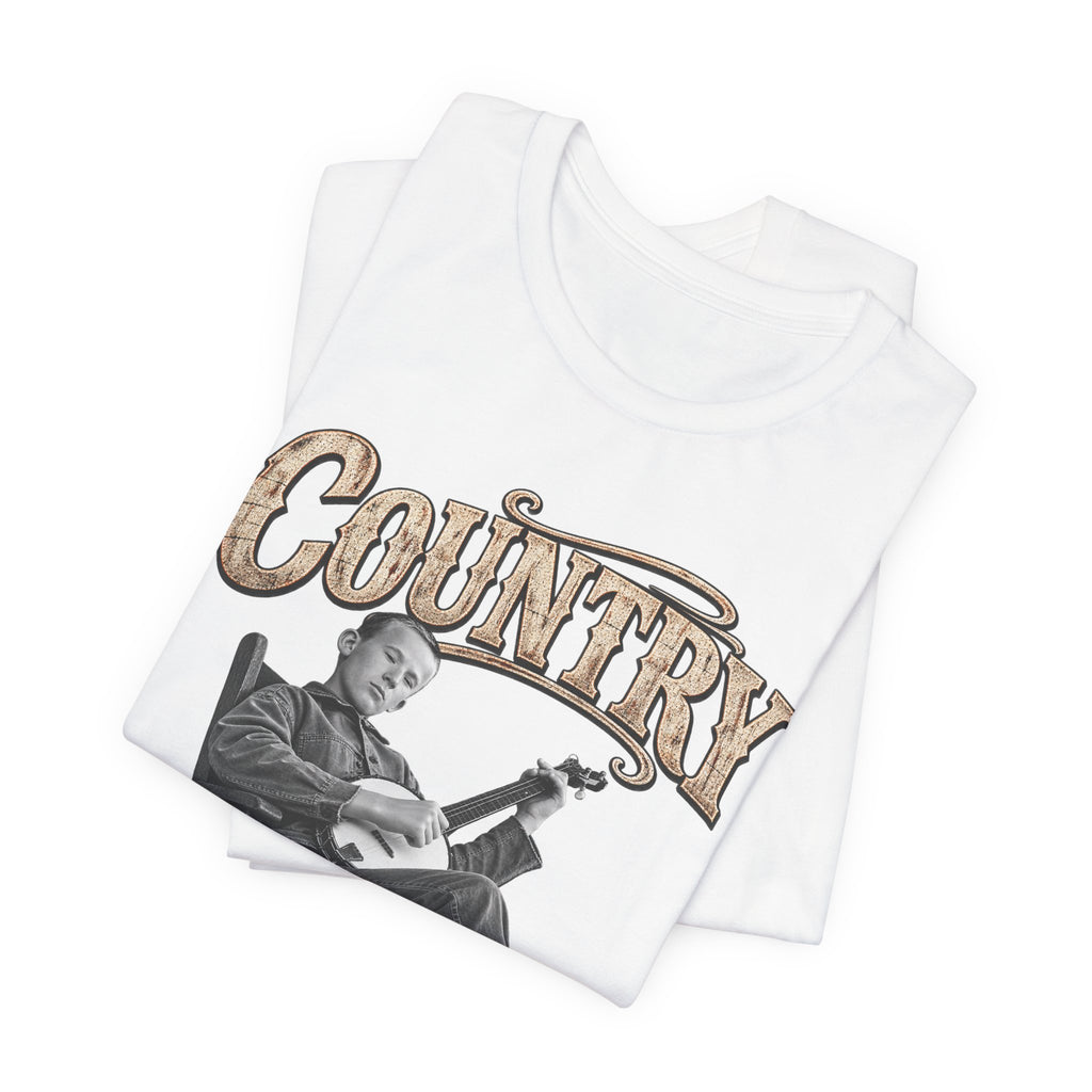 White Country AF tee folded in a stack, COUNTRY lettering angled on top