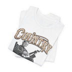 White Country AF tee folded in a stack, COUNTRY lettering angled on top