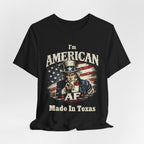 Black t-shirt casually draped with soft folds, displaying the Uncle Sam AF Made In Texas graphic.