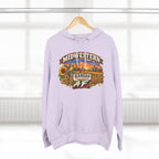Lilac Kansas AF hoodie on a wooden hanger with the Sunflower State badge