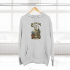 Slightly Salty Midwestern As F**K Michigan Hoodie – product photo 13 featuring a distressed vintage design featuring Michigan's Upper and Lower Peninsulas overlaid with the state outline, surrounded by Detroit's skyline, Woodward Avenue, the Great Lakes, and Traverse City cherries