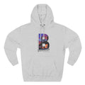 Heather grey hoodie, front flat lay, featuring a bold 'B' filled with Brooklyn imagery, finished with 'As Fuck' text.