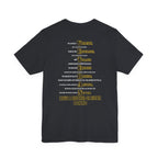 Army veteran T-shirt in Vintage Black showing the VETERAN acrostic back print in gold
