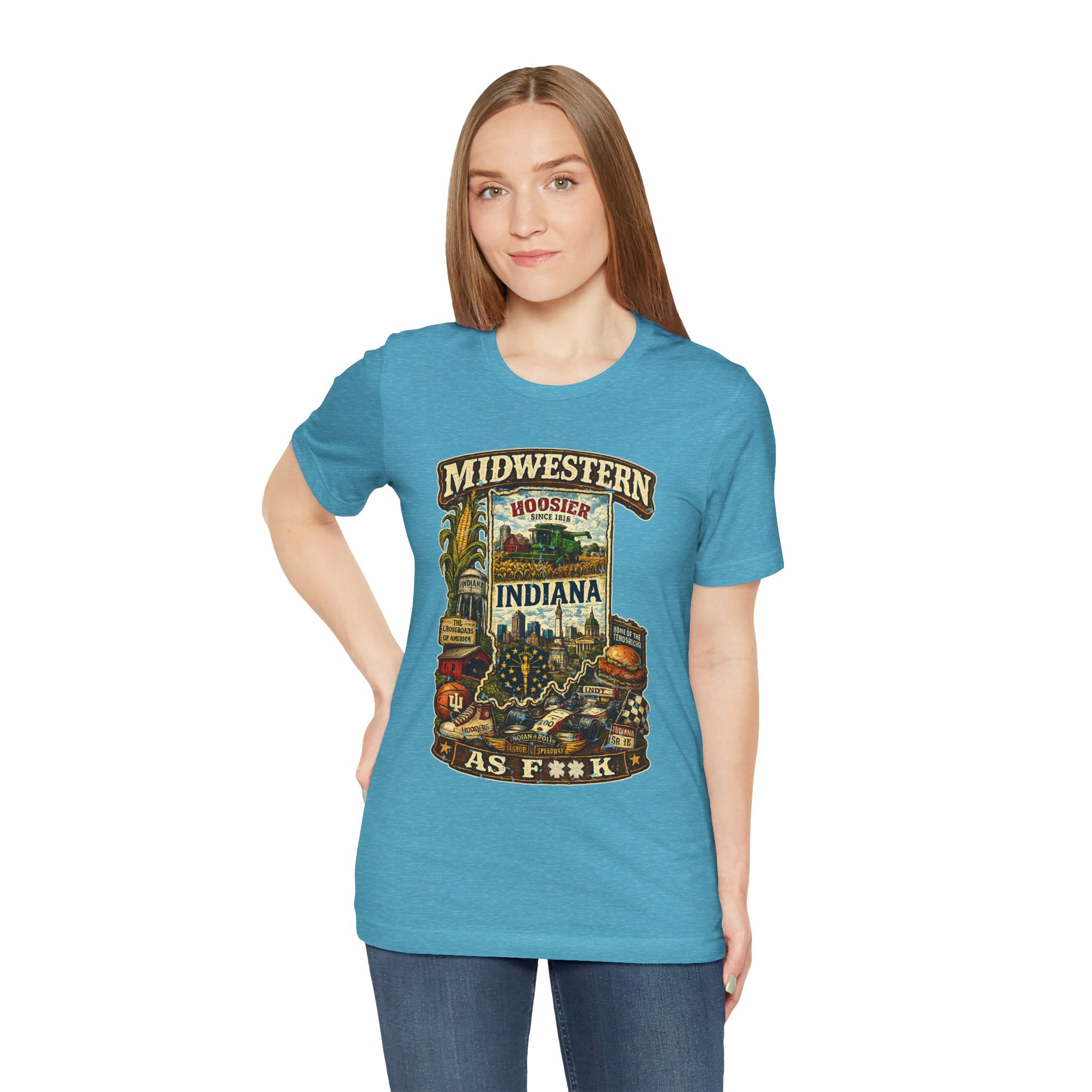 Indiana Midwestern As F**K T-Shirt | Hoosier Pride Graphic Tee | Indiana State Shirt | Bella + Canvas 3001 | Slightly Salty Collection