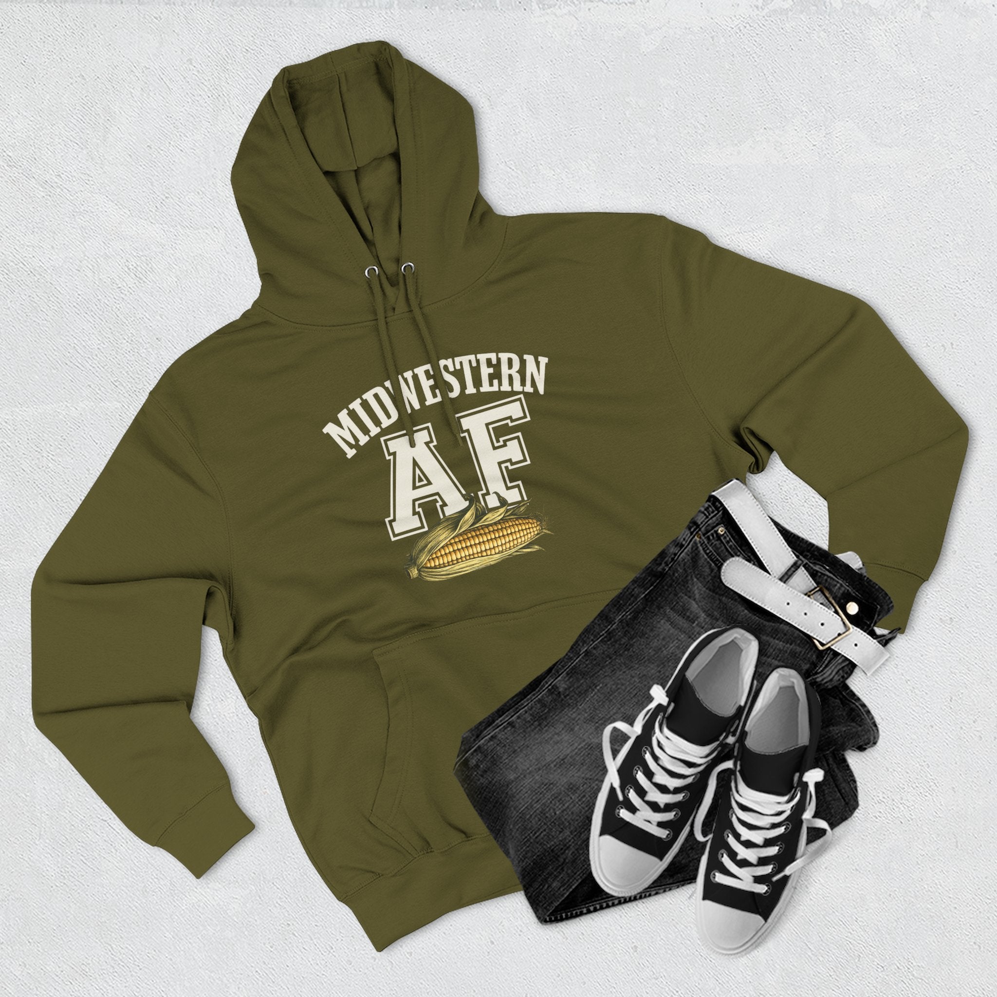 Midwestern AF Corn Hoodie | Family Friendly Edition | Lane Seven LS14001 Heavyweight Unisex Hoodie