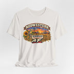 Natural vintage white Kansas AF T-shirt draped flat with the aged print