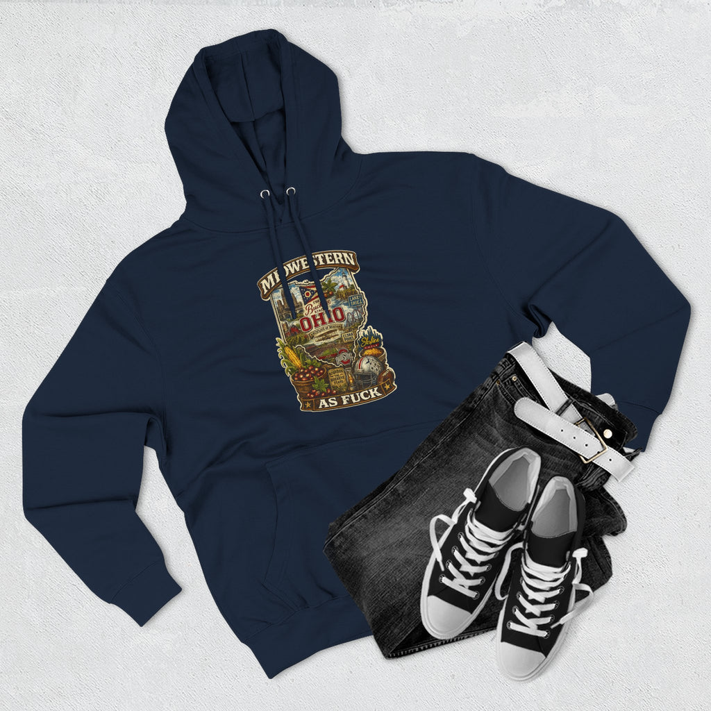 Ohio Midwestern As Fuck Hoodie | Buckeye State Graphic Pullover | Lane Seven LS14001 Fleece Hoodie | No Filter Collection