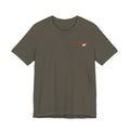 Marine Corps veteran T-shirt in Army green laid flat with a U.S. MARINE AF chest print