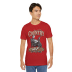 Man in the Red Country AF tee, weathered country front print