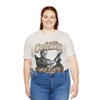 Woman in the Vintage White Country As Fuck tee, front print showing