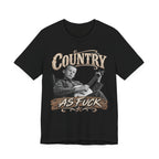 Black Country As Fuck tee laid flat, banjo picker and cream lettering