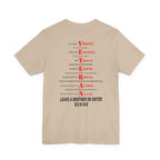 Marine Corps veteran T-shirt in Tan showing the VETERAN acrostic back print