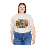 Woman wearing the natural vintage white Kansas As F**K tee