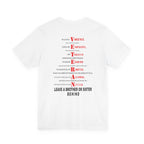 Marine Corps veteran T-shirt in White showing the full VETERAN acrostic back print