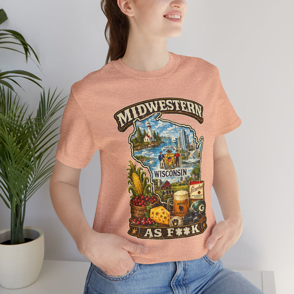 Wisconsin Midwestern As F**K T-Shirt fish fry and supper club graphic, slightly salty Dairyland souvenir tee