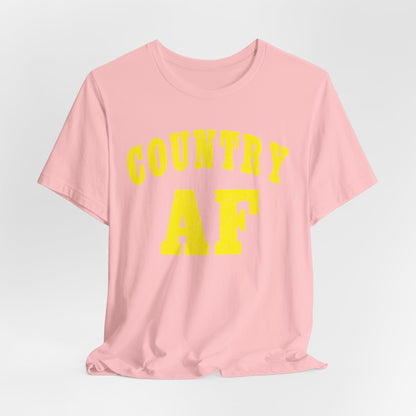 Country AF Shirt | Vintage Western Country Graphic for Rural Life Enthusiasts in Yellow Print