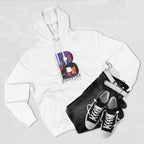 White hoodie, flat lay styled with jeans and sneakers, showing the 'B' Brooklyn skyline graphic and 'As Fuck' text.