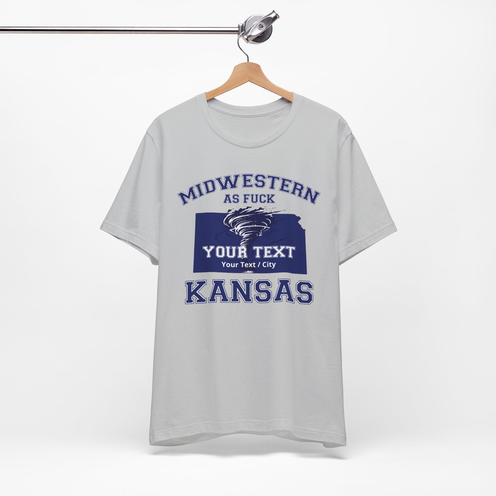 Personalized Kansas Midwestern As Fuck T-Shirt | Custom Kansas State Shirt with Your Text | No Limits Edition | Bella + Canvas Tee