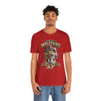 Man wearing the Military K-9 T-shirt in Red with the working dog and night-vision goggles design