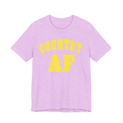Country AF Shirt | Vintage Western Country Graphic for Rural Life Enthusiasts in Yellow Print