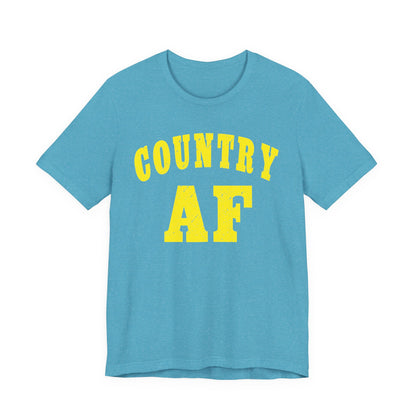 Country AF Shirt | Vintage Western Country Graphic for Rural Life Enthusiasts in Yellow Print