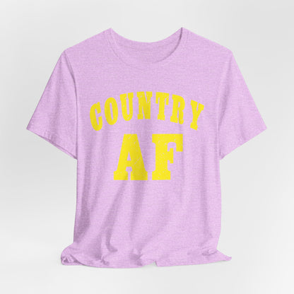 Country AF Shirt | Vintage Western Country Graphic for Rural Life Enthusiasts in Yellow Print