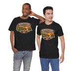 Two men wearing black Nebraska T-shirts with the Midwestern AF front graphic