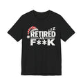 Black Retired As F**K tee laid flat with the starred-out lettering printed in white